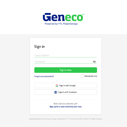 Geneco Self-Service Portal Login Screen